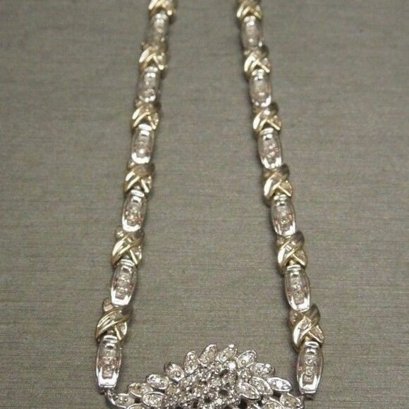 Vintage Estate C1980 10K 14K Gold 3.95TCW Diamond Heart Necklace 16" - Picture 4 of 8